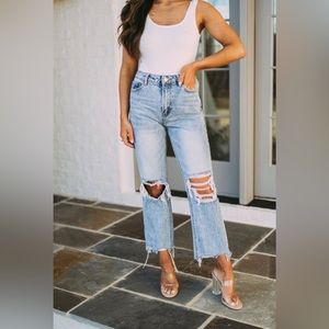 High Waisted Distressed Jeans